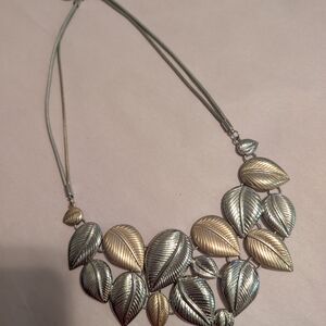 Elegant Silver and Gold Leaf Necklace